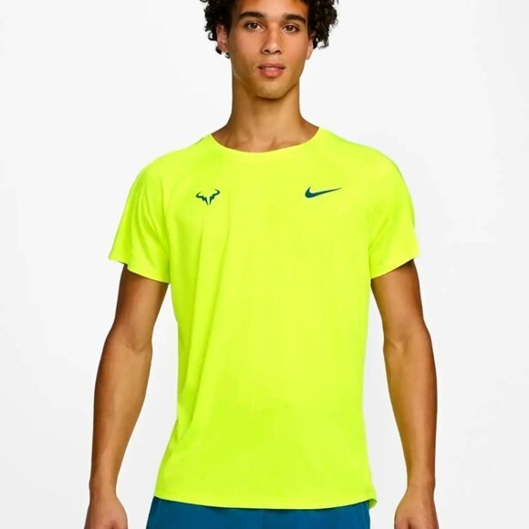 Nike Rafael Nadal Challenger Dri-Fit Crew Tennis T-Shirt Men's S Volt DV2887-702 - Picture 2 of 10